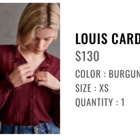 Sezane Louis Cardigan Burgundy - Size XS - Picture 2 of 12